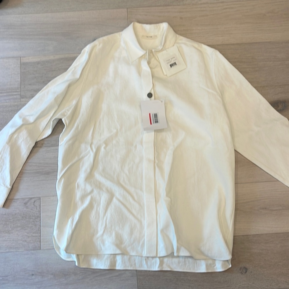 The Row “plaster” white linen button down size large